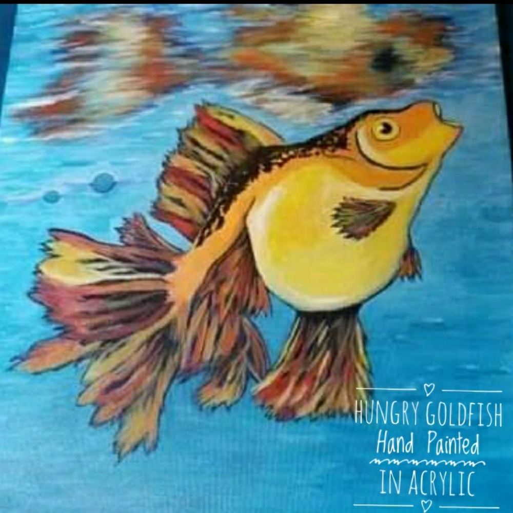 Hungry Goldfish Hand Painted Original 12x12